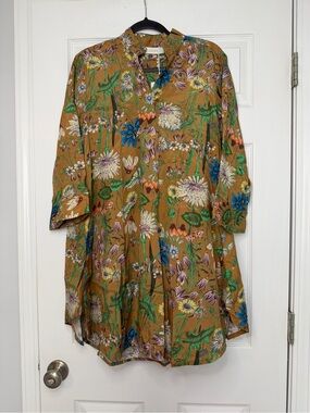NWT! Noen Size 38 (US 8) • Floral Longline Shirt Tunic Dress.
